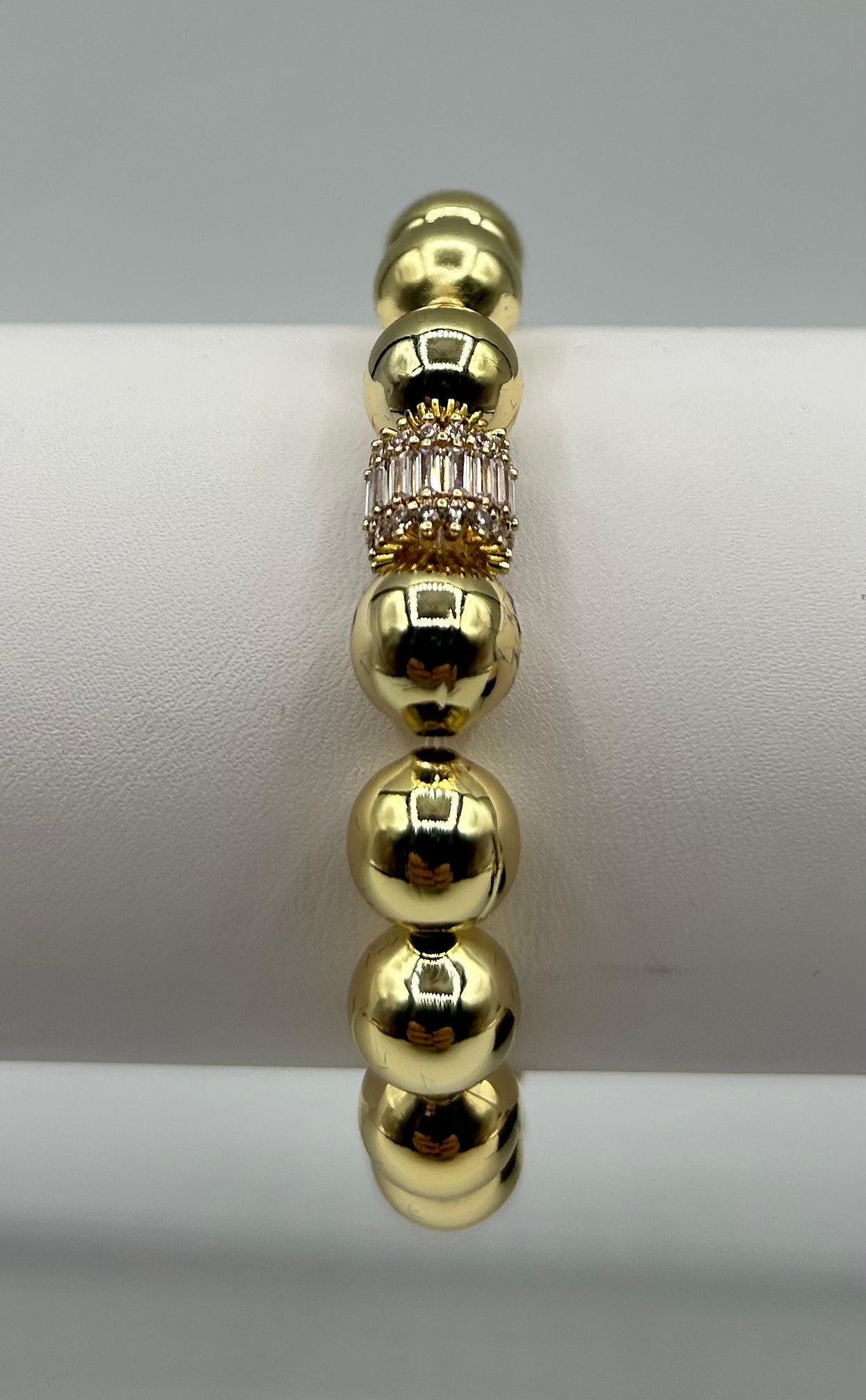 10MM BALL AND CZ STRETCH BRACELET