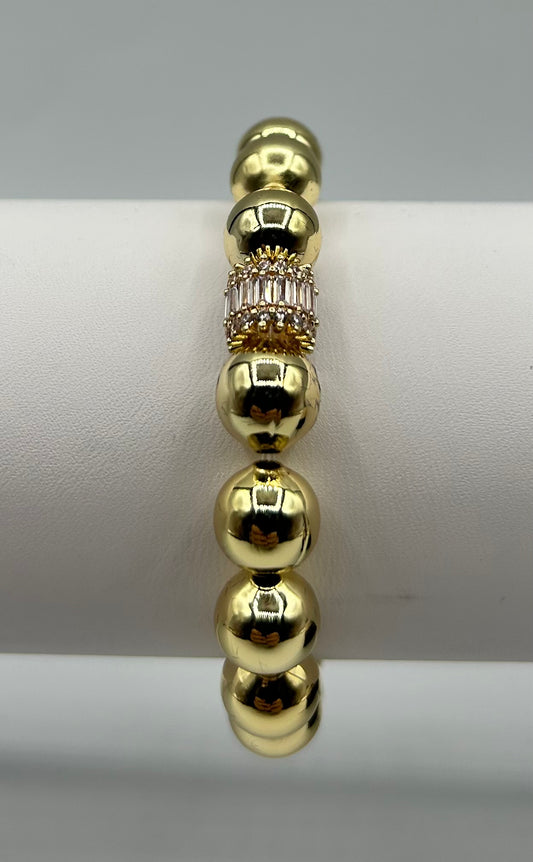 10MM BALL AND CZ STRETCH BRACELET