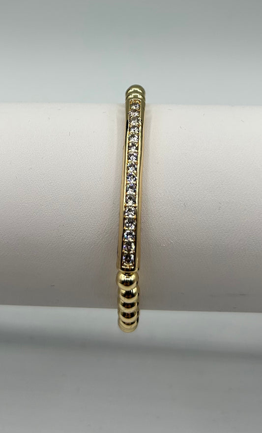 5MM BALL AND CZ BAR STRETCH BRACELET