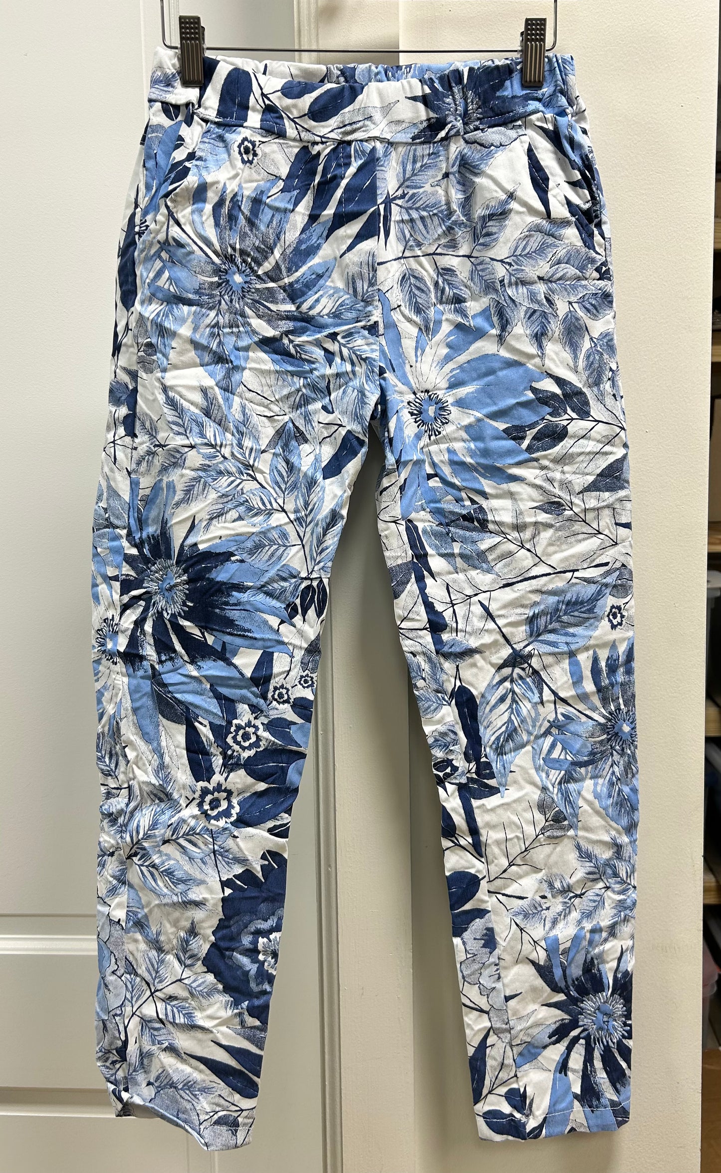 PULL ON FLOWER PRINT PANTS