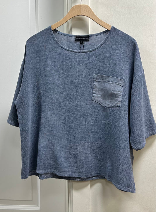 LINEN POCKET TOP