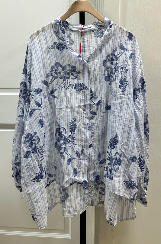 FLORAL STRIPE BLOUSE