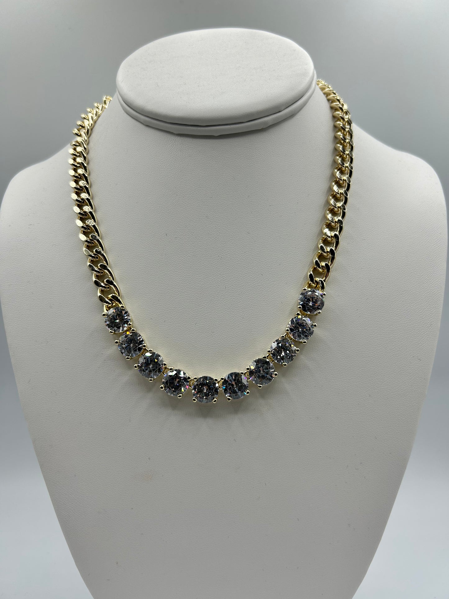 CUBAN 10 CZ 17+2 NECKLACE