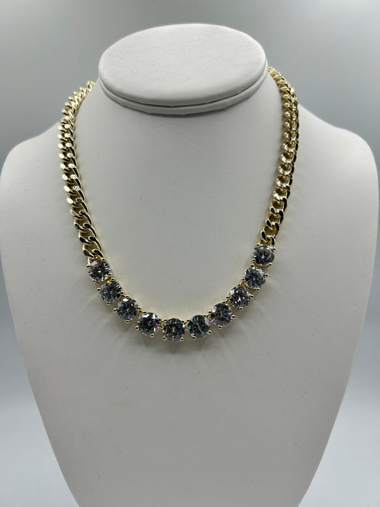 CUBAN 10 CZ 17+2 NECKLACE
