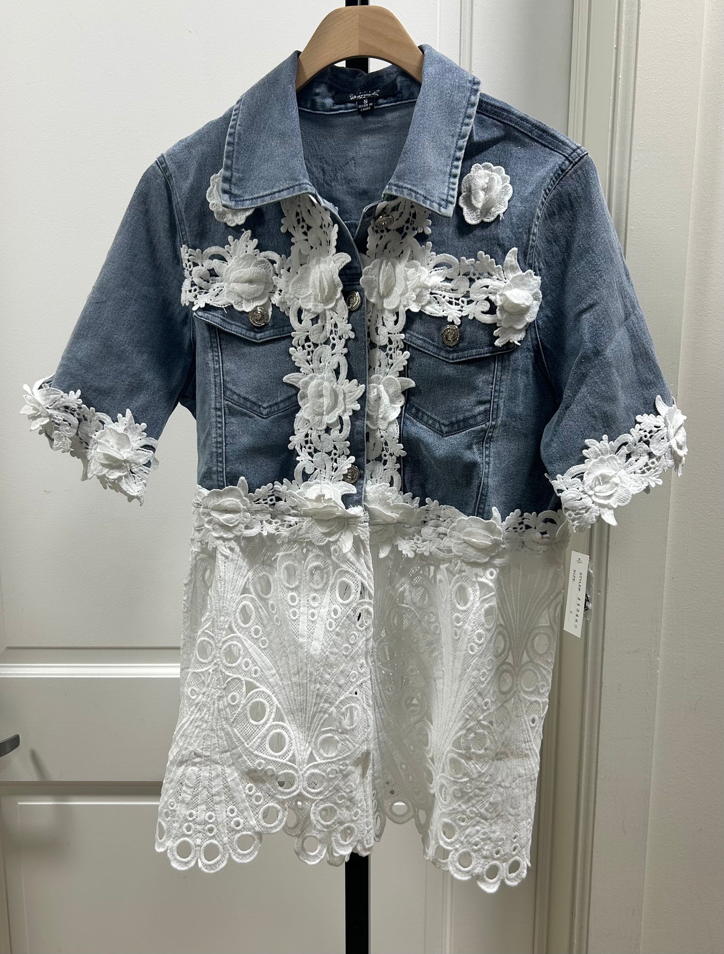 LYNN DENIM AND LACE JACKET