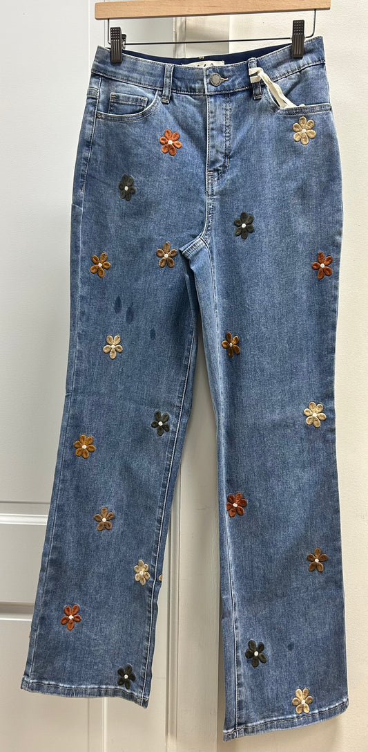 FLOWER STRAIGHT LEG  JEANS