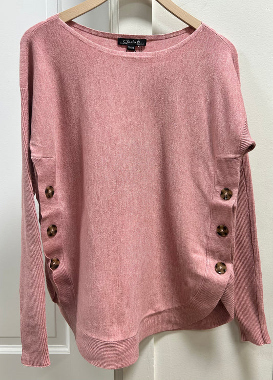 SIDE BUTTON BOAT NECK SWEATER