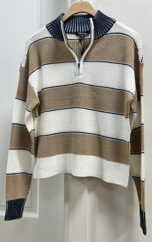 ZIPPED STRIPED SWEATER