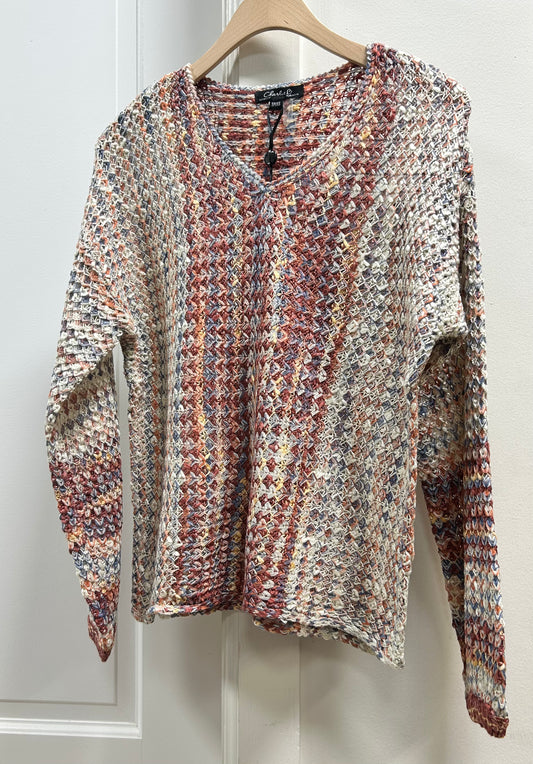 VARIGATED VNECK SWEATER