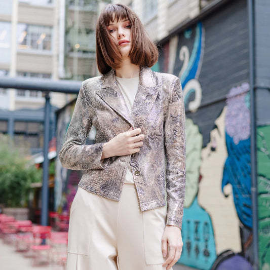SHIMMER BUTTON FRONT JACKET