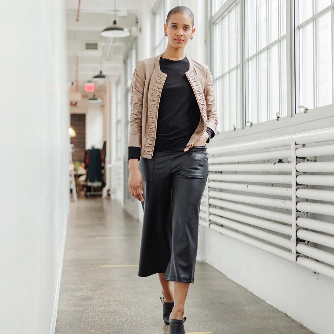 LIQUID LEATHER RUCHED JACKET