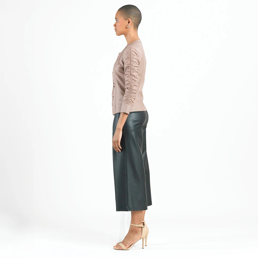 LIQUID LEATHER RUCHED JACKET