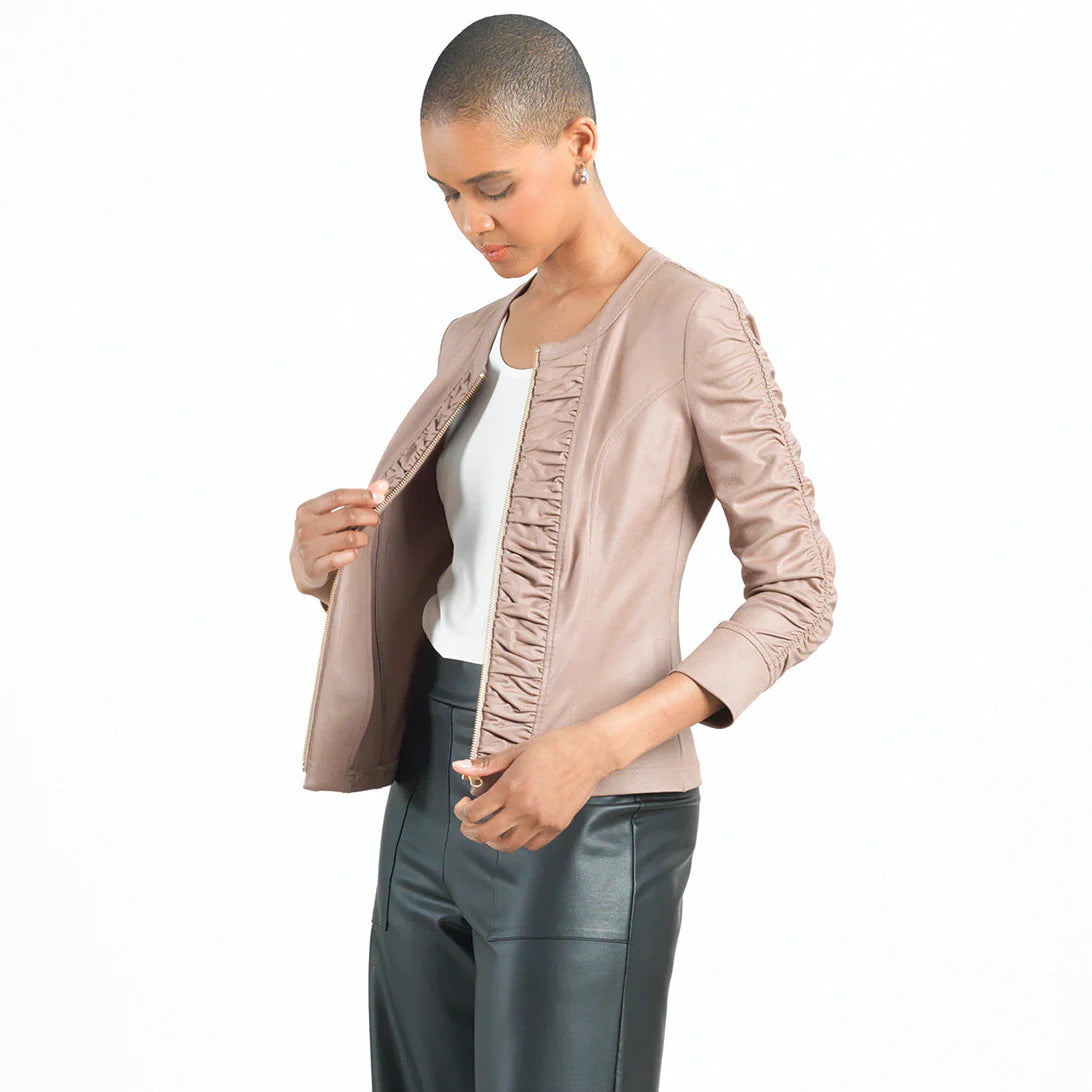 LIQUID LEATHER RUCHED JACKET