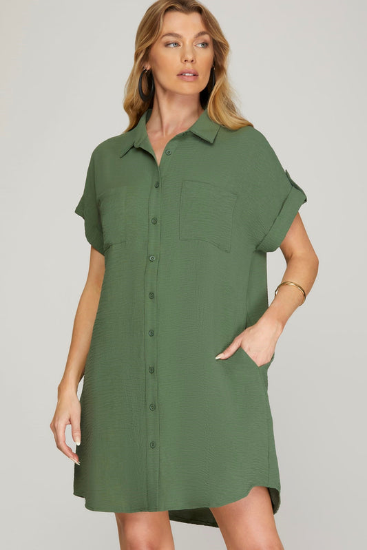 DROP SHOULDER SHIRT DRESS