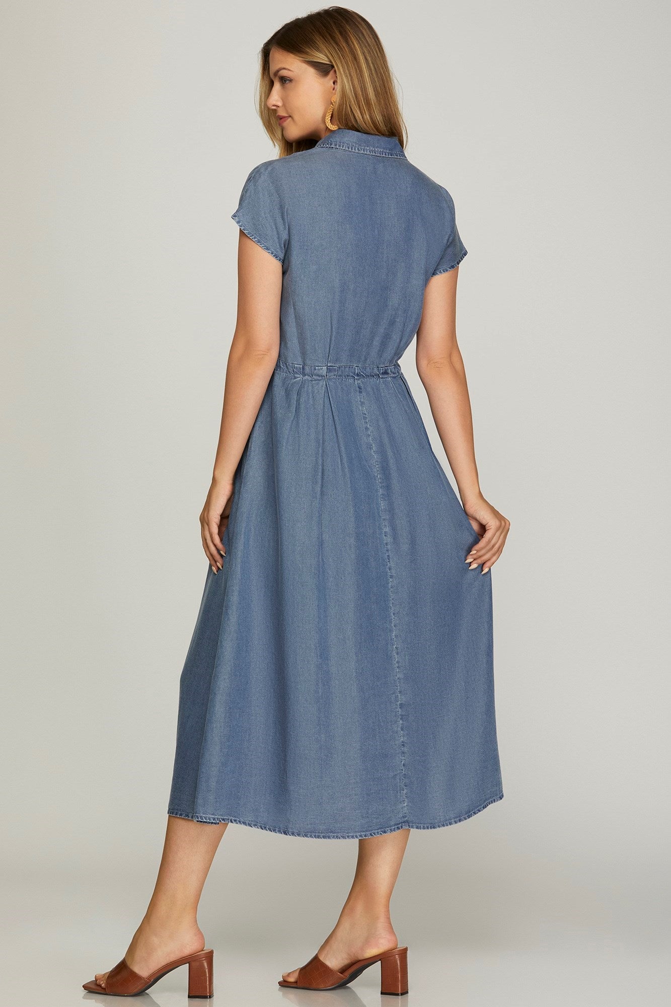 CHAMBRAY BUTTON DOWN DRESS
