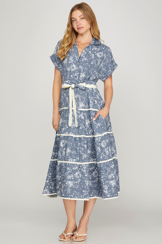 WAIST TIE MIDI DRESS