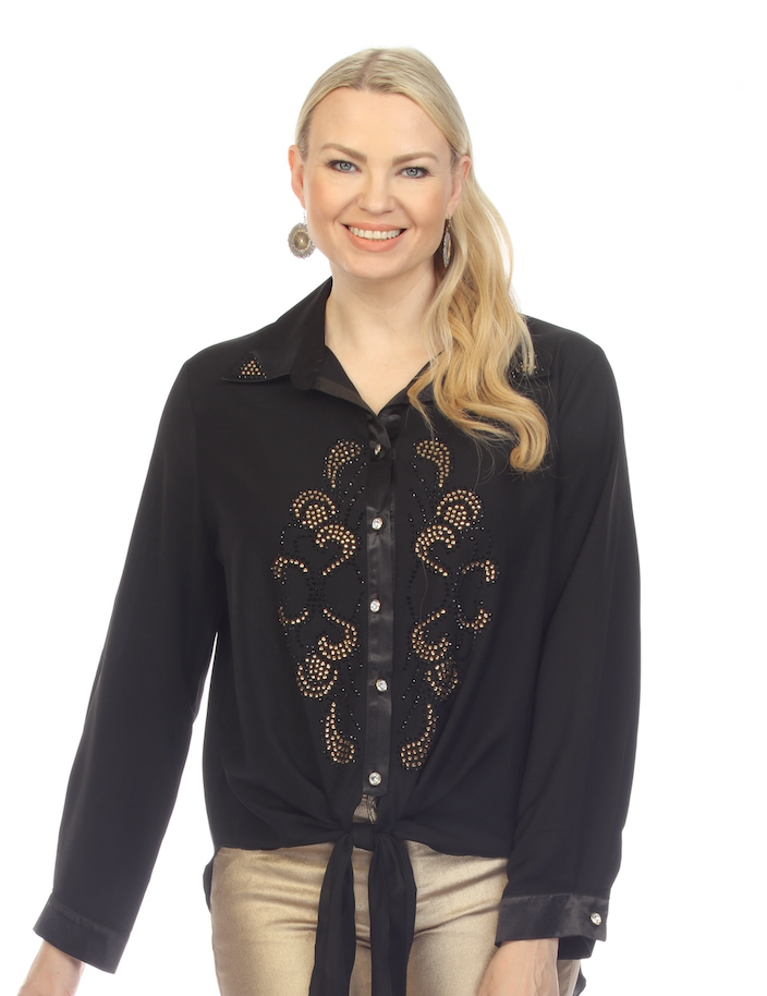 KRISTINA BLACK & GOLD GEM TOP