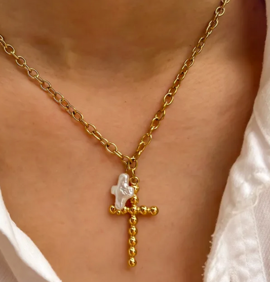 CROSS WITH PEARL NECKLACE