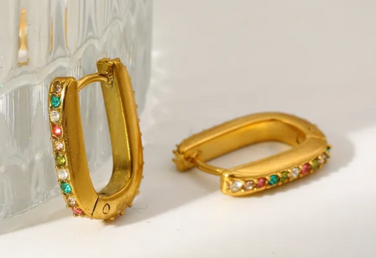 ZIRCON STUD U SHAPE EARRINGS