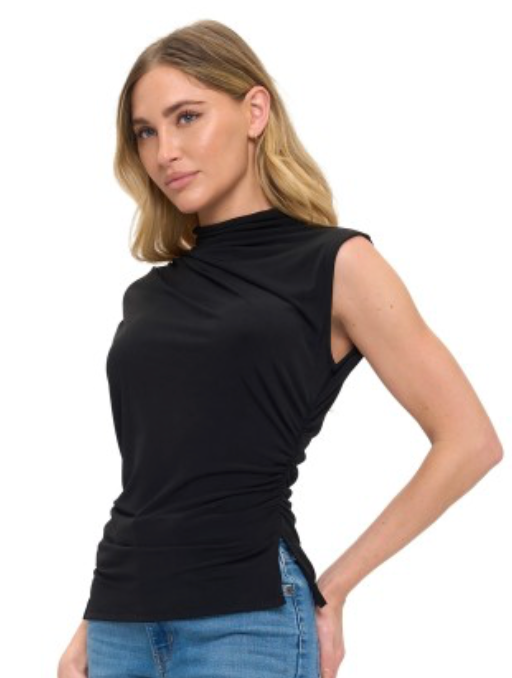 RUCHED UNEVEN HEM TOP