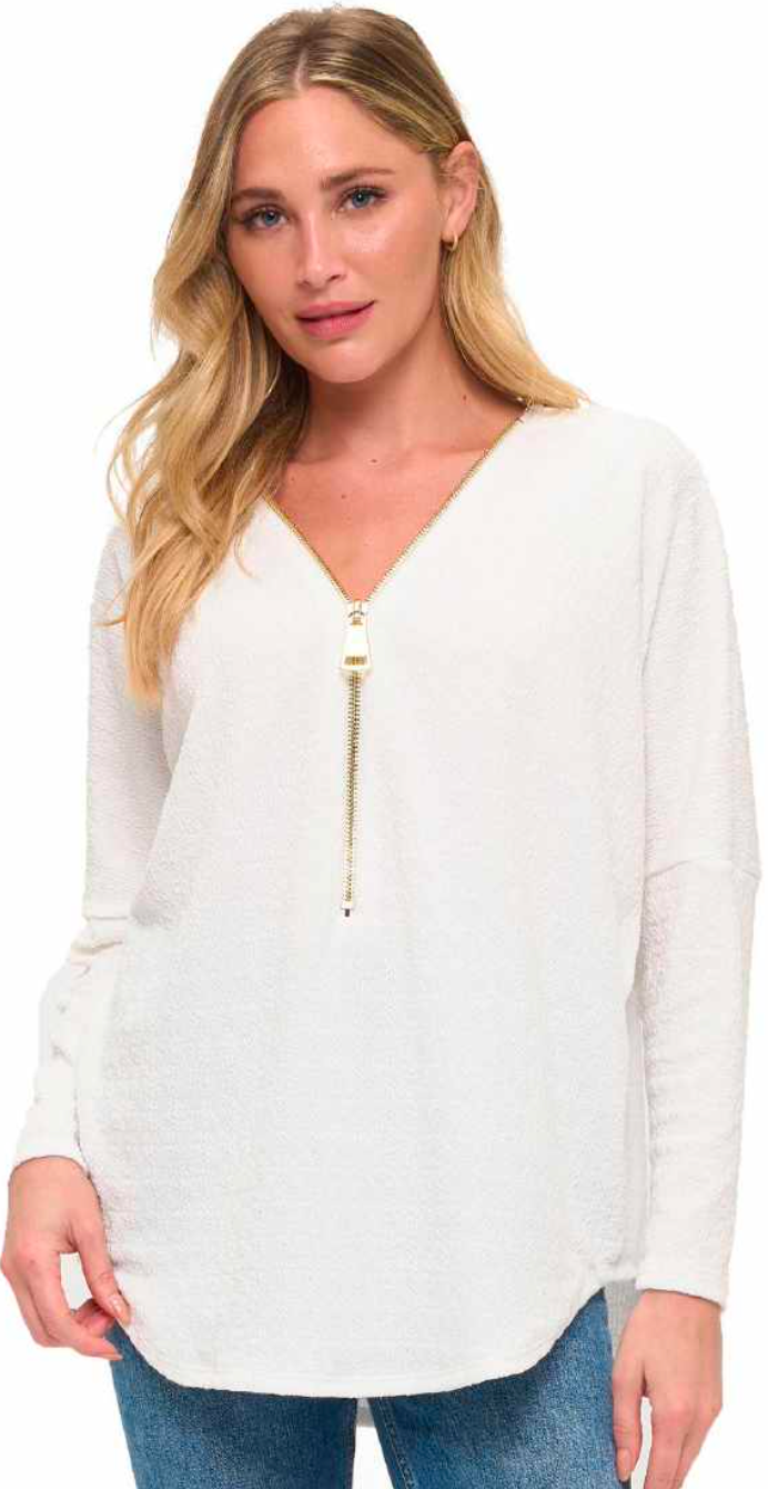 DOLMAN TEXTURED ZIPPER TOP