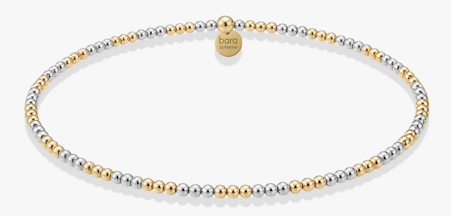 Classic 2mm Beaded Bracelet — Triple 2tone