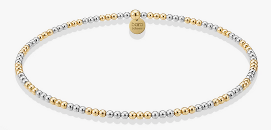 Classic 2mm Beaded Bracelet — Triple 2tone