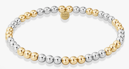Classic 4mm Beaded Bracelet — Triple 2tone