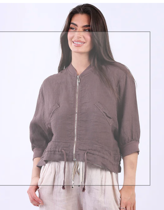 LINEN SHORT ZIP JACKET