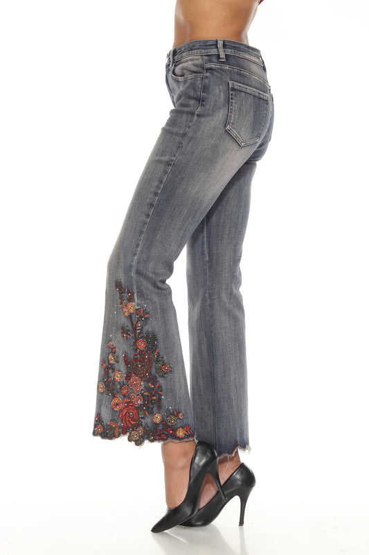 DARCY FLORAL SCALLOP JEAN