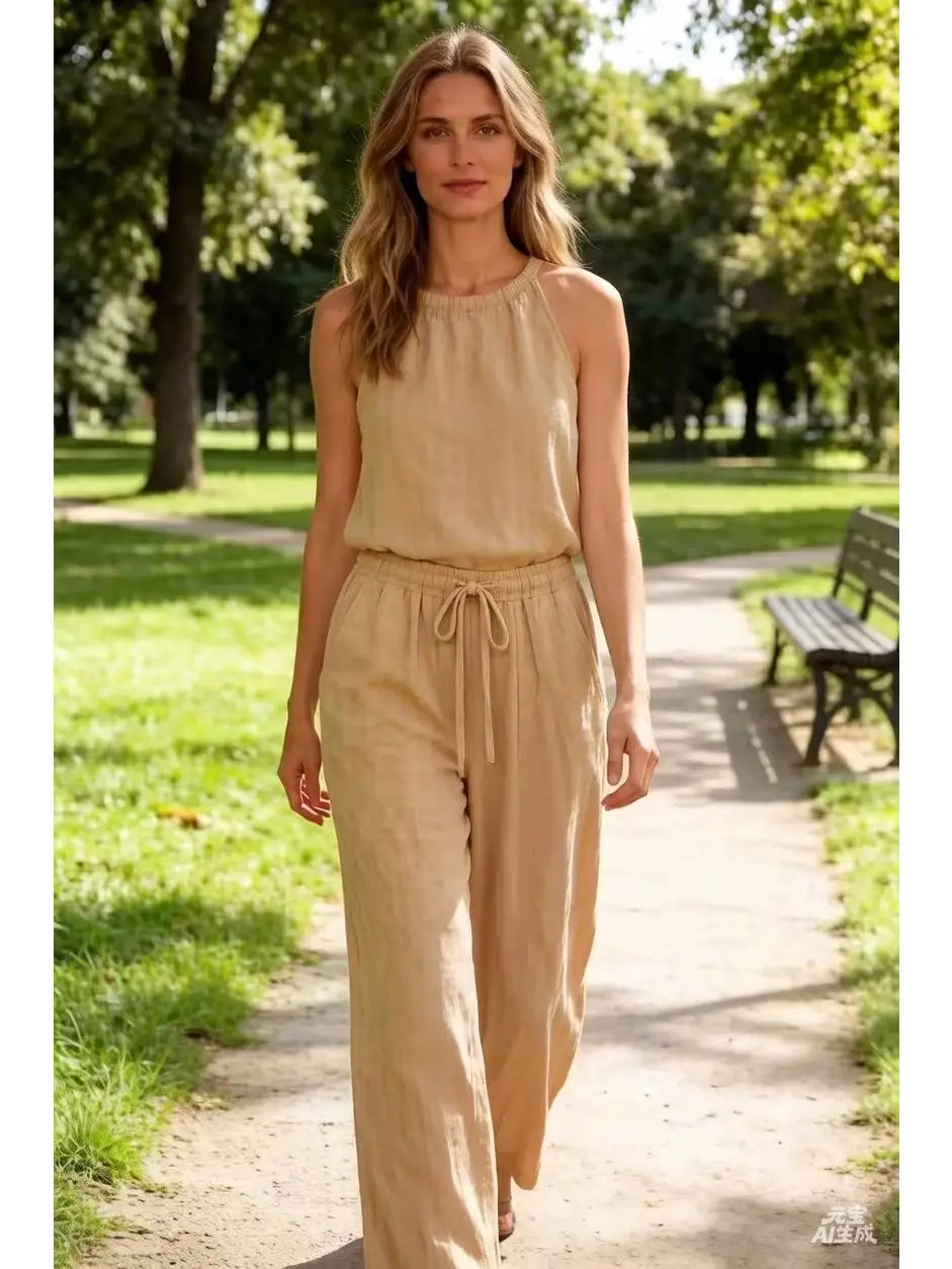LINEN STRAIGHT LEG PANT