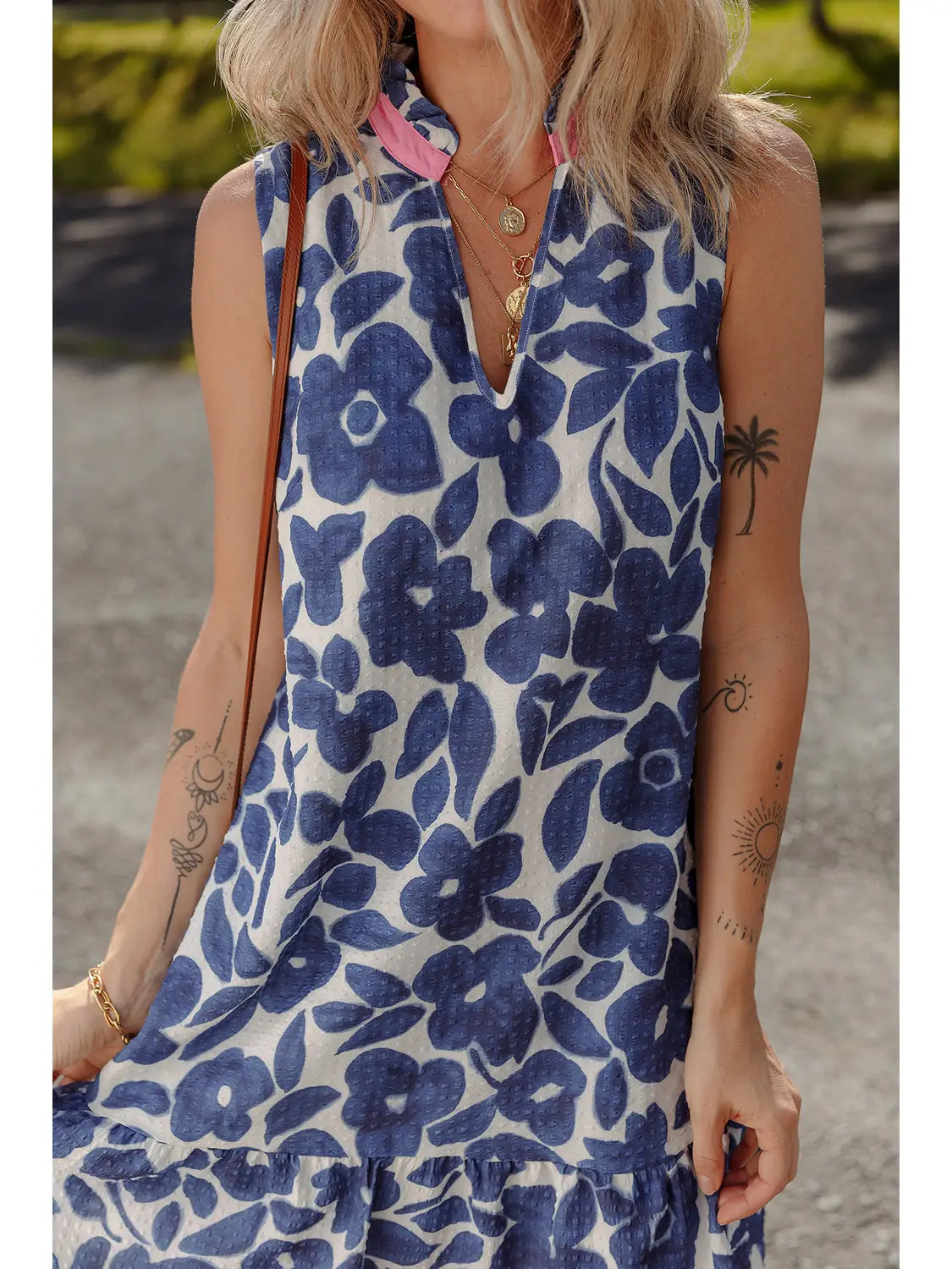 FLORAL COLORBLOCK MINI DRESS