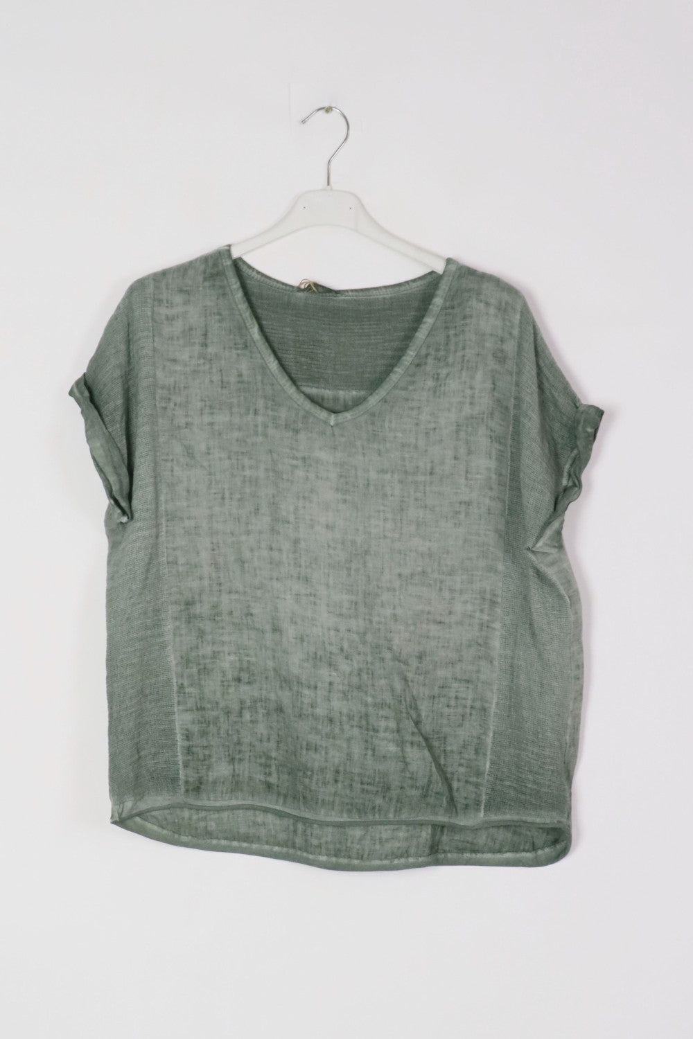 RELAXED VNECK LINEN TOP