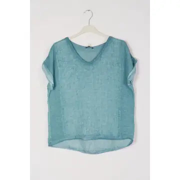 RELAXED VNECK LINEN TOP