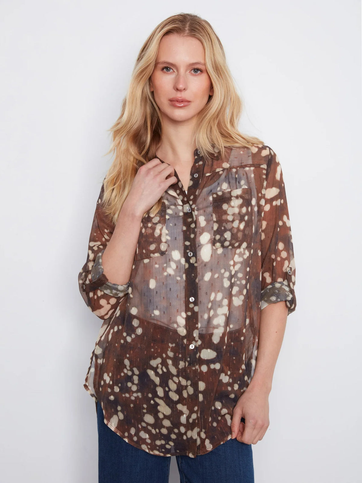BUTTON UP PRINTED TOP