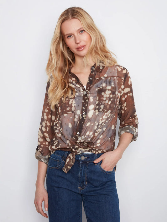 BUTTON UP PRINTED TOP