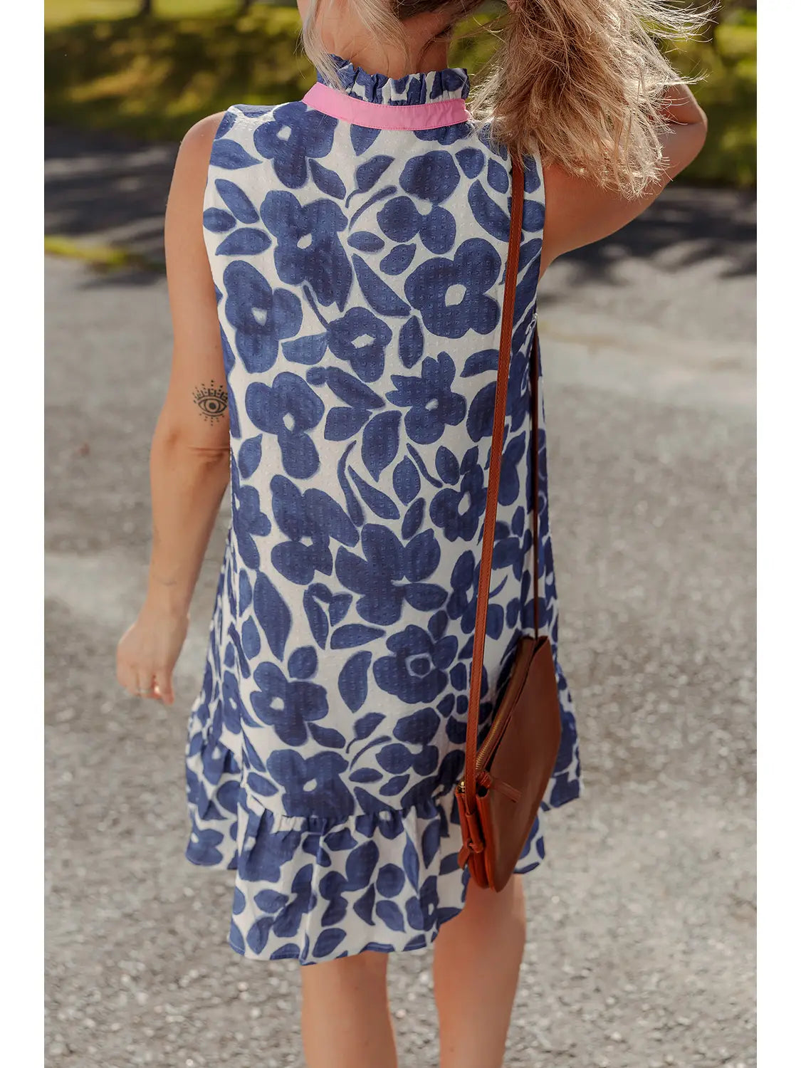 FLORAL COLORBLOCK MINI DRESS