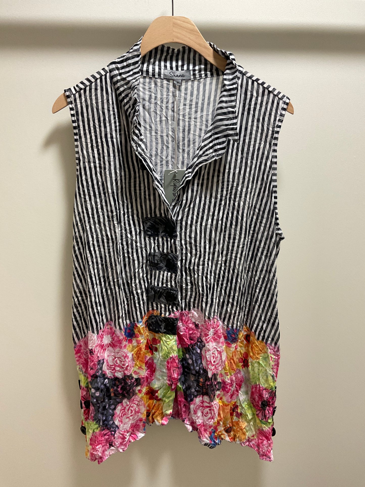 CRINKLE STRIPE MIX VEST