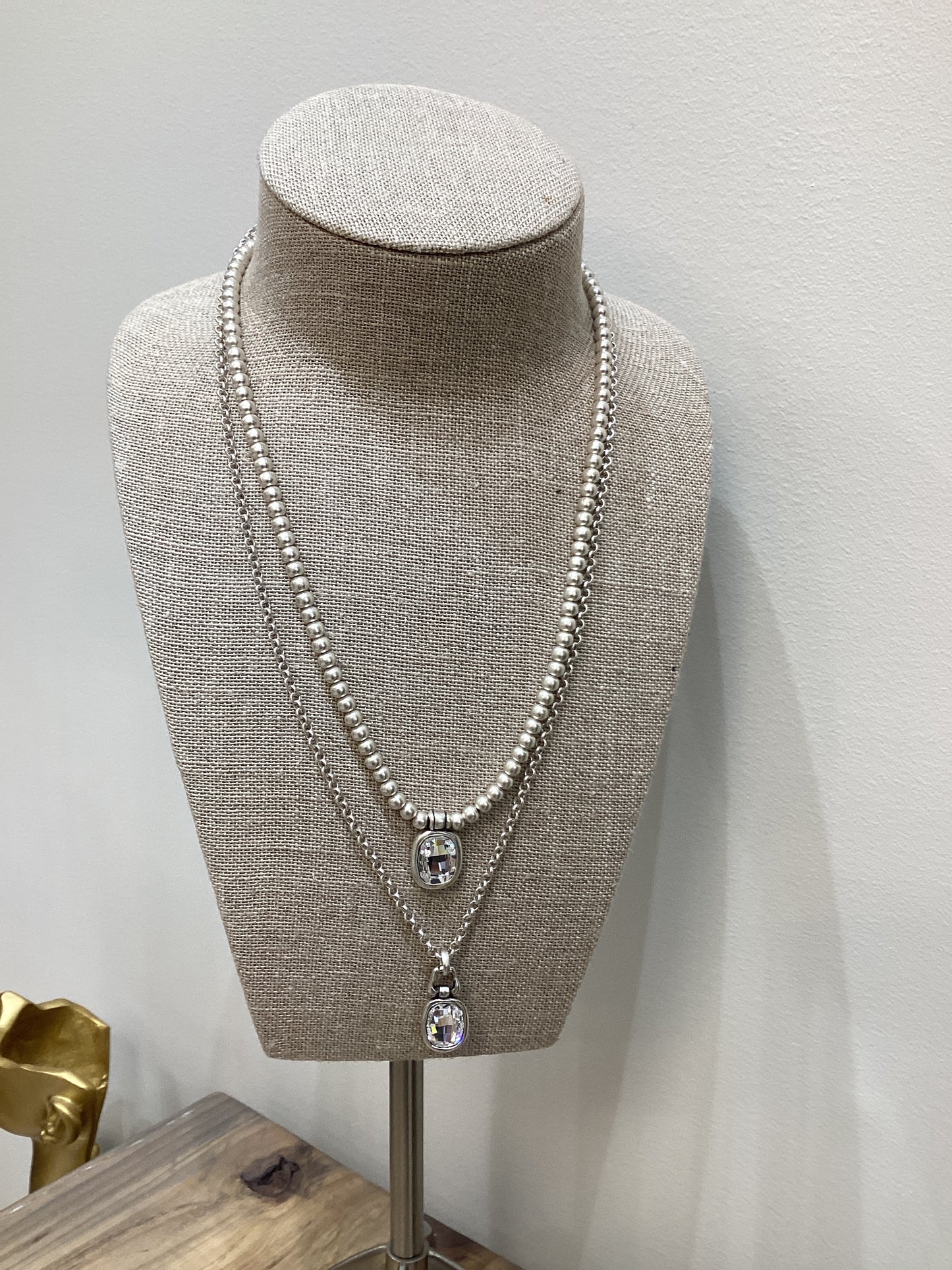 2 STRAND 2 CRYSTAL NECKLACE