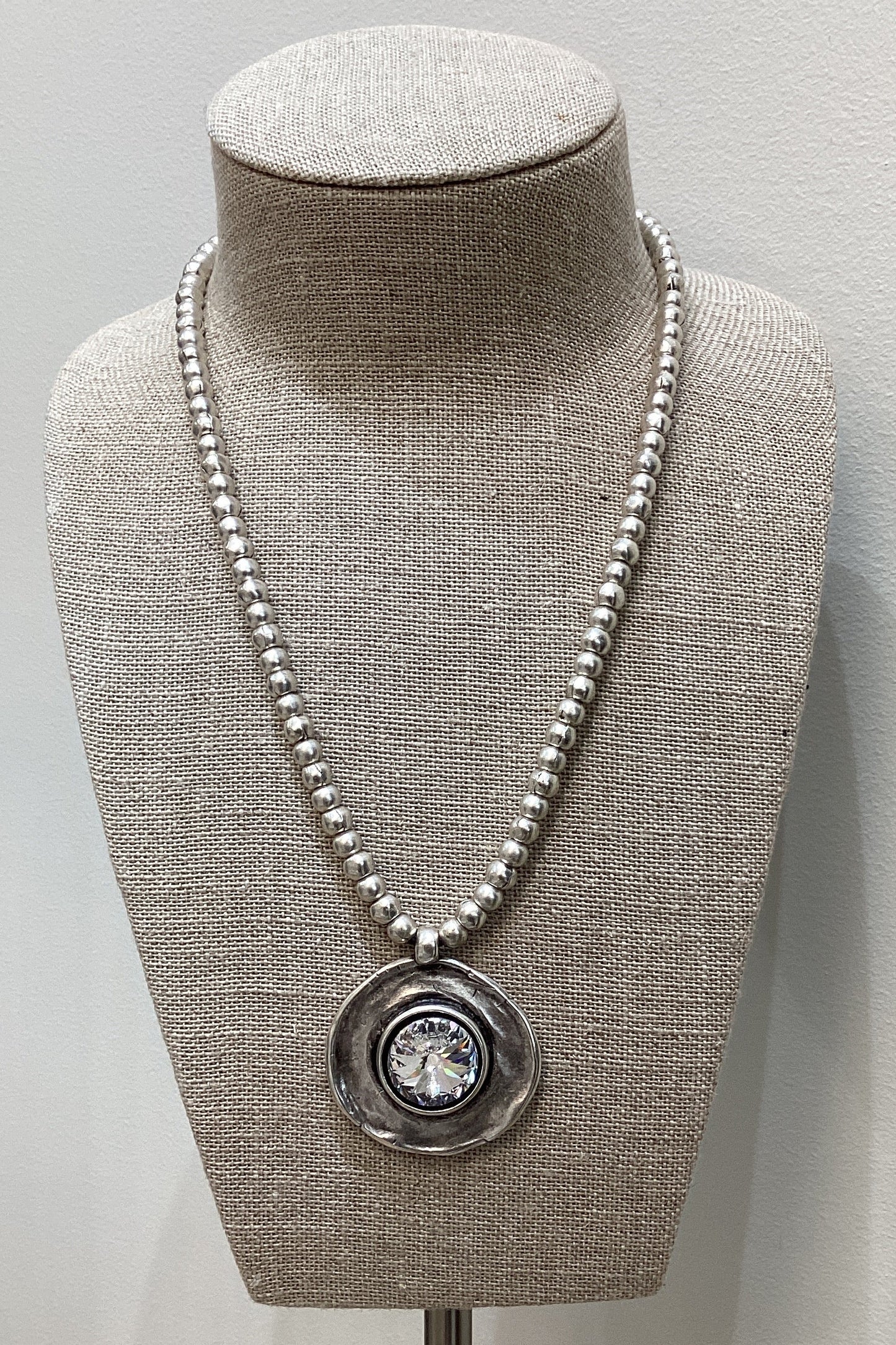 SILVER DOLLAR CRYSTAL NECKLACE