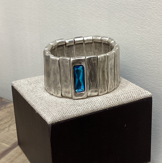 CRYSTAL WIDE PLANK STRETCH BRACELET