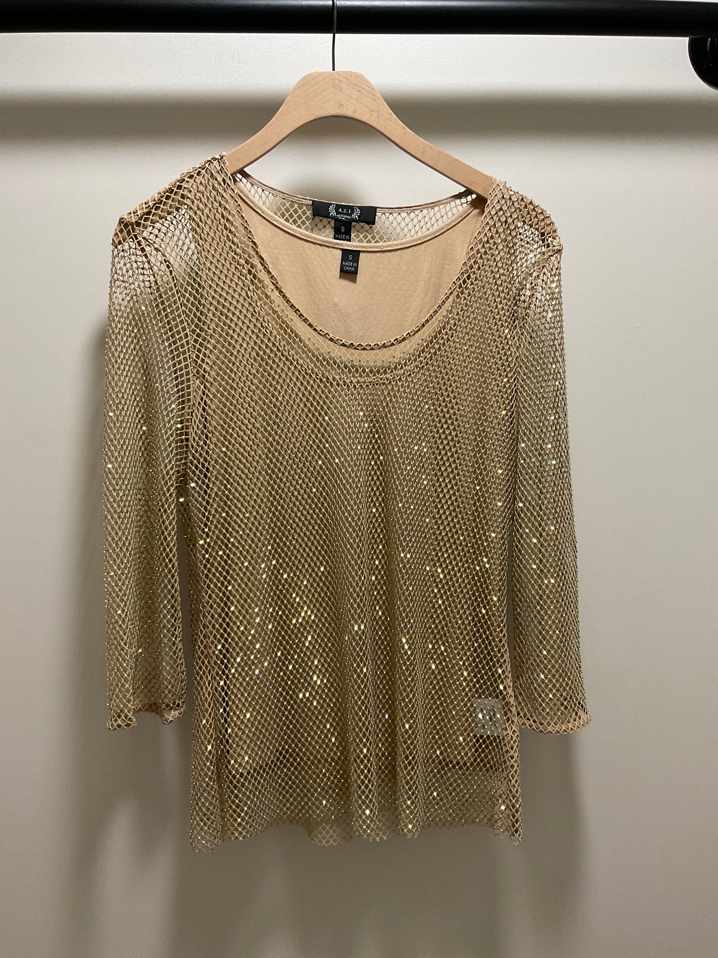 NICKI CRYSTAL MESH TOP