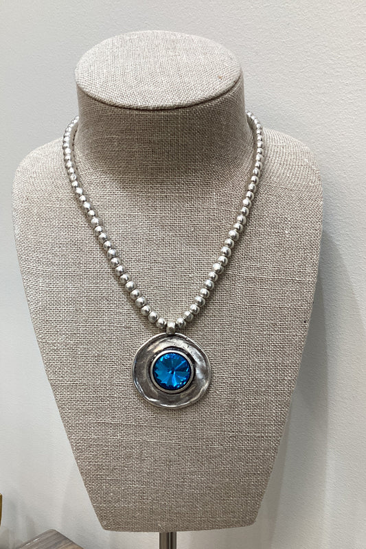 SILVER DOLLAR CRYSTAL NECKLACE