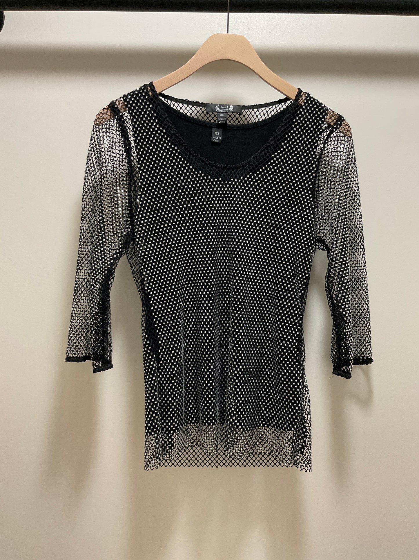 NICKI CRYSTAL MESH TOP