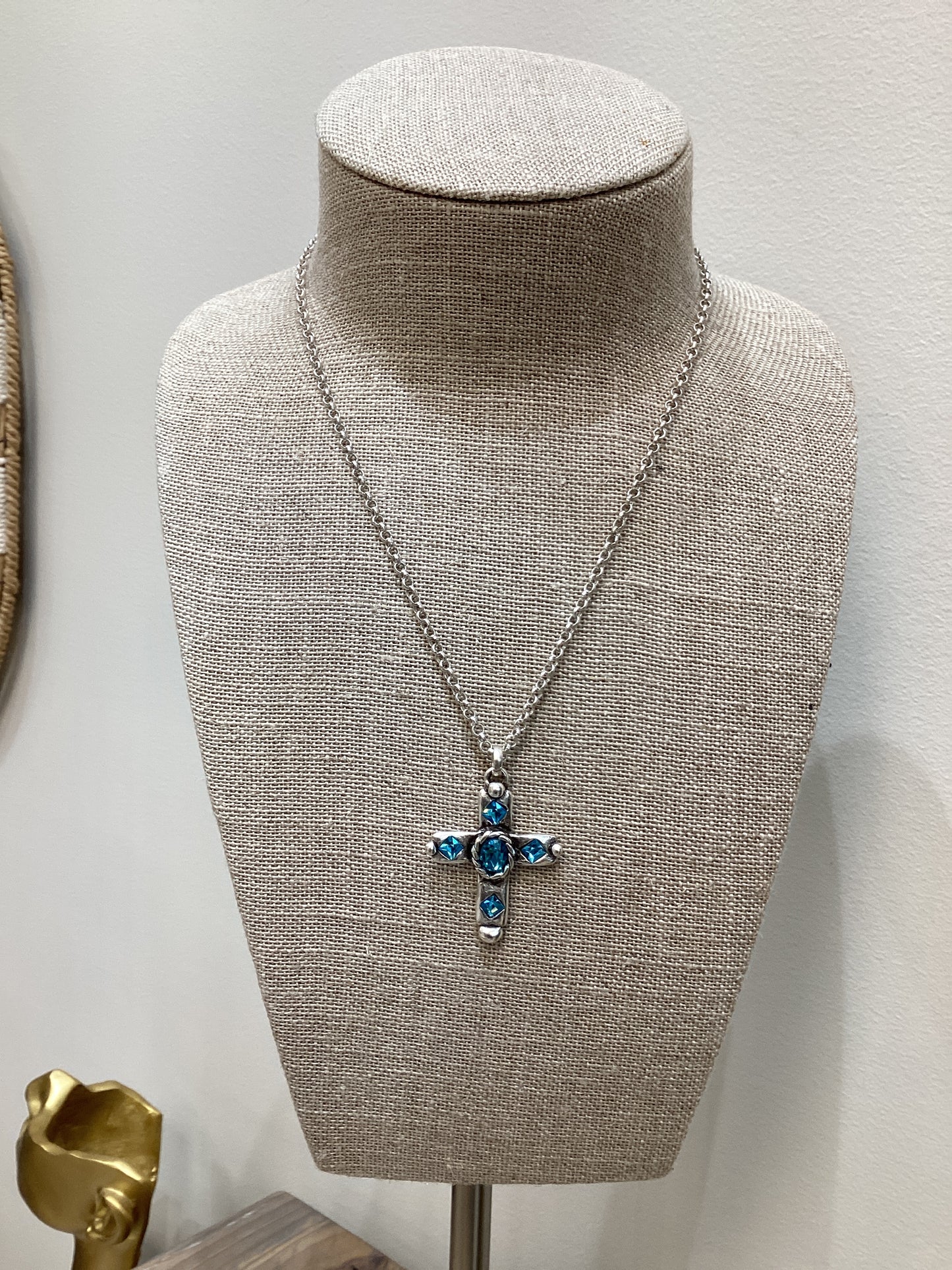 5 CRYSTAL CROSS NECKLACE