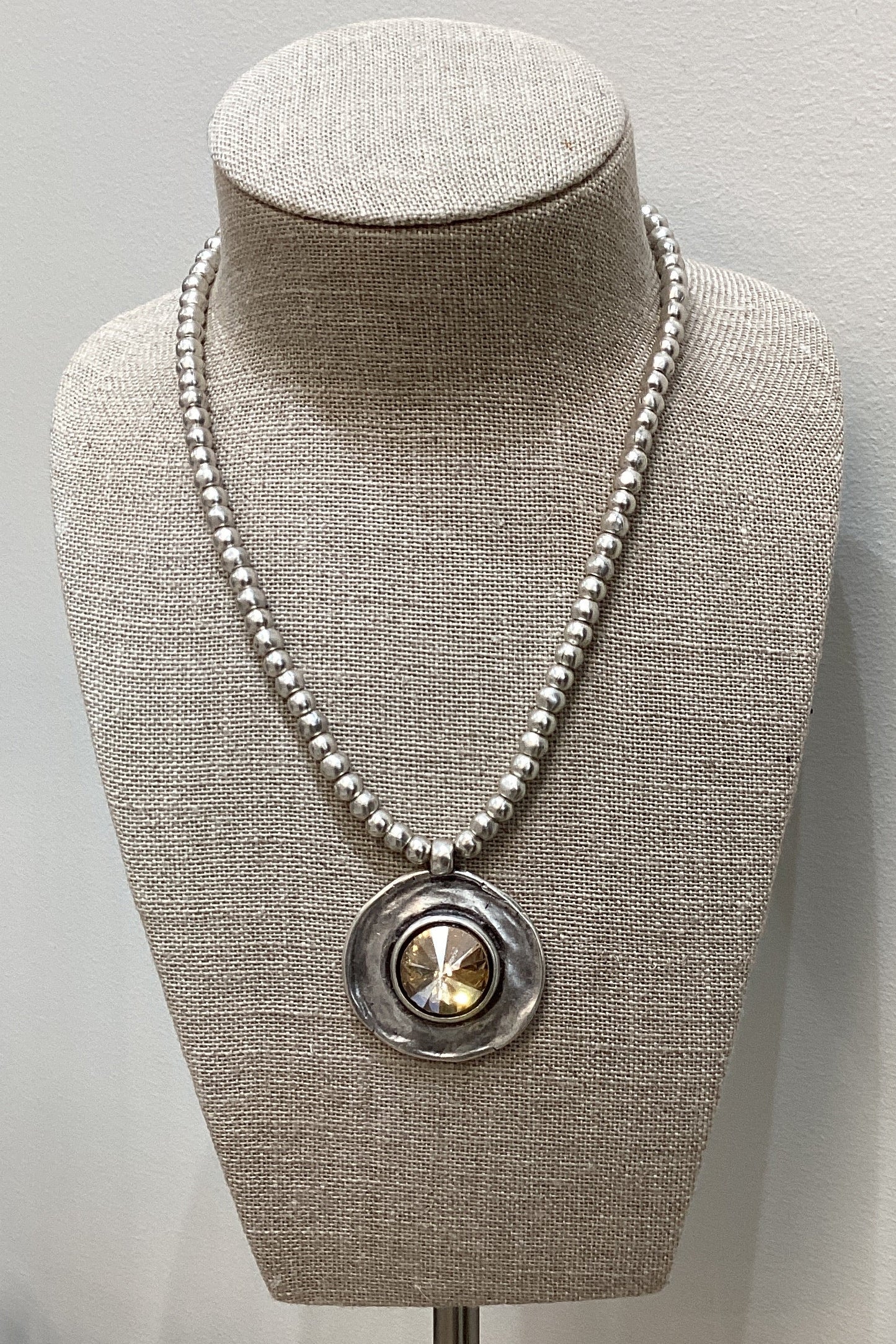 SILVER DOLLAR CRYSTAL NECKLACE