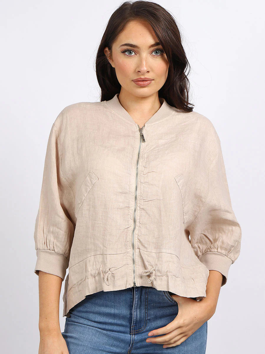 LINEN SHORT ZIP JACKET