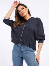 LINEN SHORT ZIP JACKET