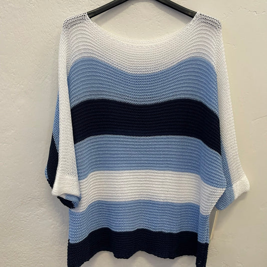 STRIPED OPEN WEAVE TOP